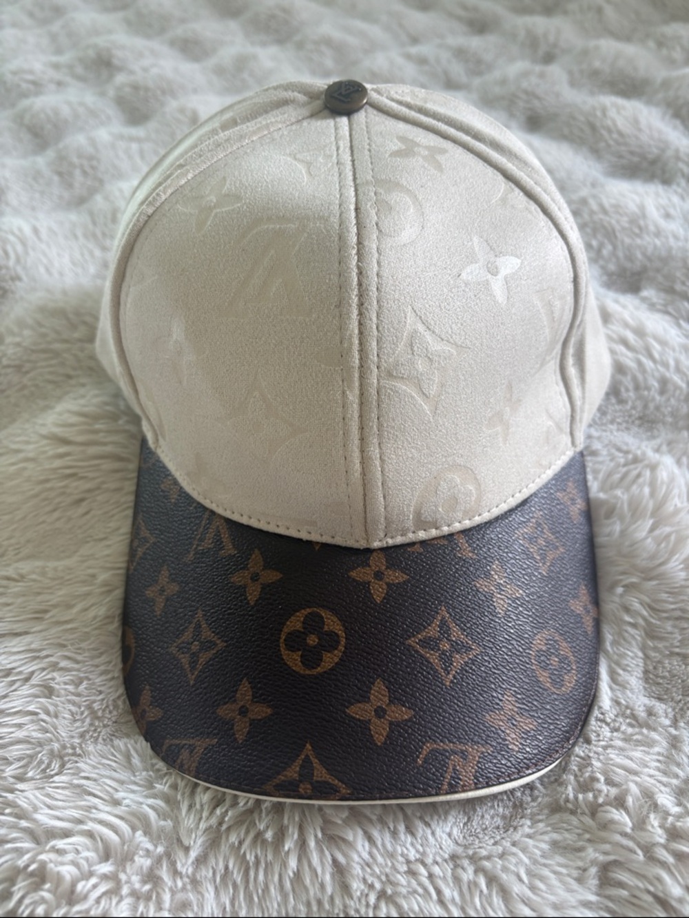Louis Vuitton inspired Two-Tone Monogram Cap - Cream & Brown